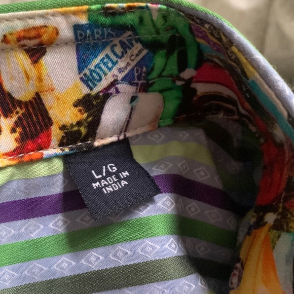 Robert Graham Flip Cuff Multicolor Striped Shirt Mens Size L - Picture 7 of 9